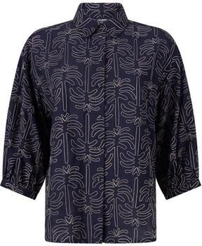 JANSEN AMSTERDAM Dames Blouses Nuria Blouse Wpt 761 3 4 Sleeve Wide Fit Donkerblauw - Foto 8