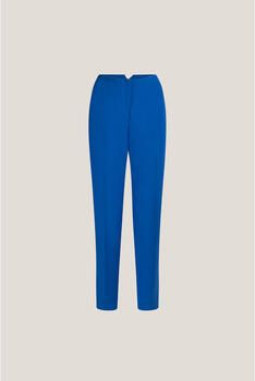 JANSEN AMSTERDAM Dames Broeken Wq440 Woven High Waisted Ankle Pants Blauw