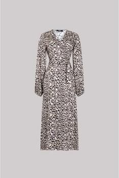 JANSEN AMSTERDAM Dames Jurken Rebecca Jurk Wa 564 Wrap Long Sleeve Bruin - Foto 7