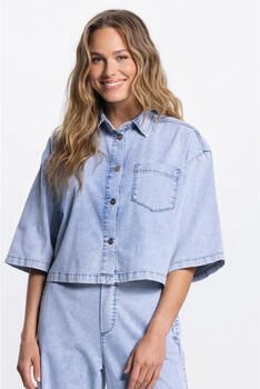 JANSEN AMSTERDAM Dames Jassen Mabel Jasje Llbd 732 Light Demin Short Sleeve Wide Fit Lichtblauw - Foto 5
