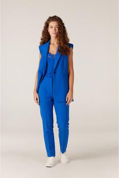 JANSEN AMSTERDAM Dames Broeken Wq440 Woven High Waisted Ankle Pants Blauw - Foto 2