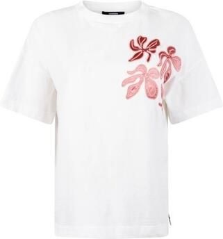 JANSEN AMSTERDAM Dames Tops & T-shirts Riley Shirt Co 184 Short Sleeve Wide Fit Satin Embroidery Flower Wit - Foto 8