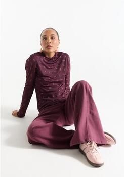Jansen Amsterdam T-Shirt Lange Mouw Jola TopTurtle Neck MHP148 Wine Rose