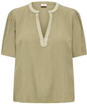 JDY blousetop met textuur lichtkaki
