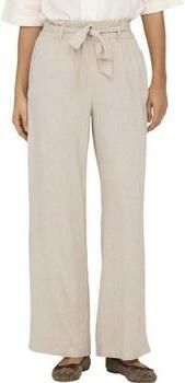JDY linnen wide leg regular waist casual broek lichtgrijs - Foto 3