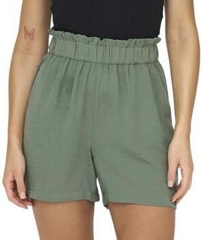 JDY high waist straight fit short GRY met textuur groen - Foto 2