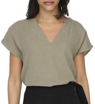 Jacqueline de Yong Grijze Katoenen V-Hals Blouse Gray Dames - Foto 4