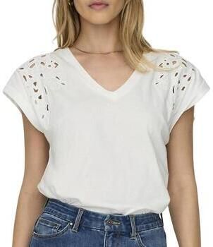 Jacqueline de Yong Casual Katoenen T-Shirt voor Vrouwen White Dames
