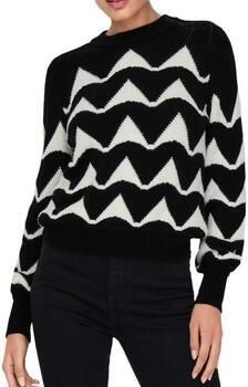 Jacqueline de Yong Geometrisch Patroon Gebreide Trui Lange Mouw Black Dames