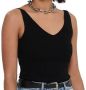 Jacqueline de Yong Zwart Geribbeld Gebreid V-hals Tank Top Black Dames - Thumbnail 3