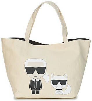 Karl Lagerfeld Shoppers Ikonik Karl & Choupette Tote in beige