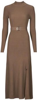 Karl Lagerfeld Lange Jurk LSLV BUCKLE BELT KNIT DRESS