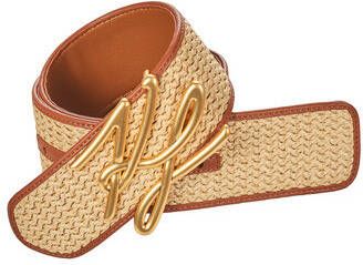Karl Lagerfeld Belt Large Autograph Raffia Bruin Dames