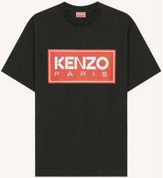 Kenzo T-shirt met korte mouwen en opvallende logo print Zwart Heren