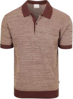 Knowledge Cotton Apparel T-shirt Polo Knitted Chocolate