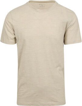 Knowledge Cotton Apparel T-shirt Strepen Beige