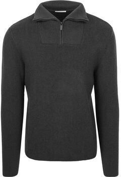 Knowledge Cotton Apparel Trui Half Zip Pullover Merino Antraciet
