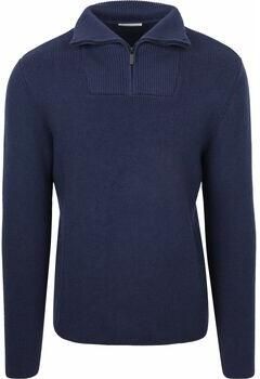 Knowledge Cotton Apparel Trui Half Zip Pullover Merino Navy