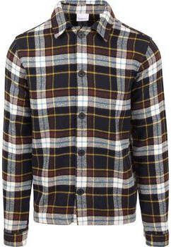Knowledge Cotton Apparel Sweaters Overshirt Donkerblauw Geruit