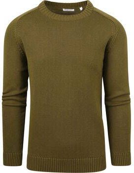 Knowledge Cotton Apparel Sweater Pullover Olijfgroen
