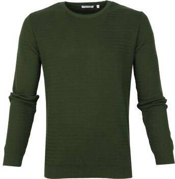 Knowledge Cotton Apparel Sweater Trui Waves Donkergroen