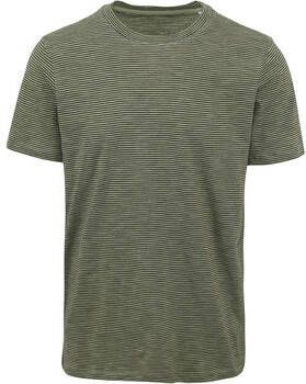 Knowledge Cotton Apparel T-shirt Strepen Groen