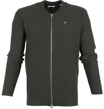 Knowledge Cotton Apparel Sweater Field Vest Donkergroen