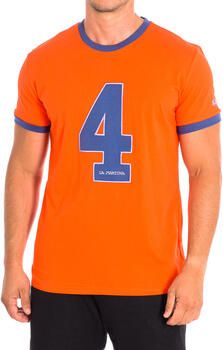 LA MARTINA Korte Mouw T-Shirt in Wit-Geel Orange Heren