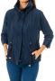 LA MARTINA Navy Blauwe Waterdichte Jas met Hoge Kraag en Bloemen Voering Blue Dames - Thumbnail 1