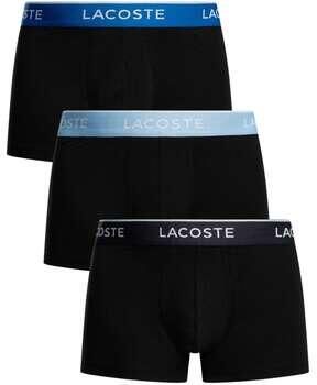 Lacoste Boxers 3 Pack Cotton Stretch Logo Trunks Black Light Blue Blue - Foto 3