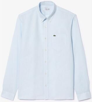 Lacoste Licht linnen overhemd met logo patch detail Blue Heren - Foto 10