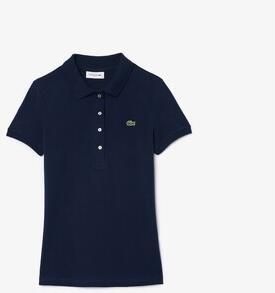 Lacoste Luxe Jersey Polo Shirt Blue Dames