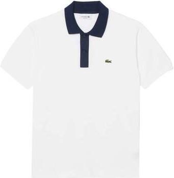 Lacoste T-shirt Classic Fit Contrast Collar Polo Shirt White Navy Blue