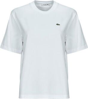 Lacoste Zachte Jersey T-shirt met Geribbelde Kraag White Dames - Foto 3
