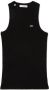 Lacoste Geribbelde top met logopatch Black Dames - Thumbnail 1