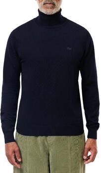 Lacoste Klassieke Heren Merinowollen Coltrui met Hoge Kraag en Geborduurde Krokodil Blue - Foto 4