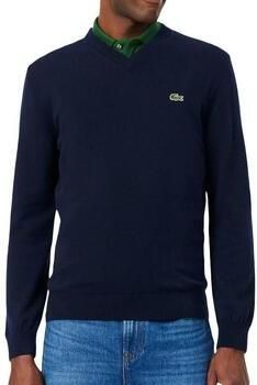 Lacoste Blauwe Katoenen Trui met V-Hals en Geborduurd Logo Blue Heren