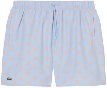 LACOSTE Heren Zwembroeken Mid Length Crocodile Print Swim Trunks Lichtblauw - Foto 5