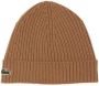Lacoste Bruine Gebreide Muts met Iconische Krokodil Brown - Thumbnail 1