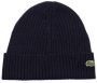 Lacoste Blauwe Geribbelde Krokodil Logo Hoed Blue - Thumbnail 1