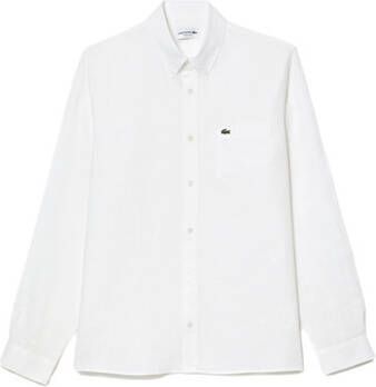 Lacoste Overhemd Lange Mouw Linen Casual Shirt Blanc