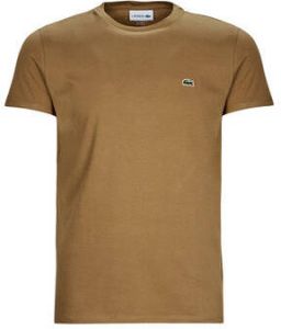 Lacoste Katoenen T-Shirt met Logo Patch Bruin Heren