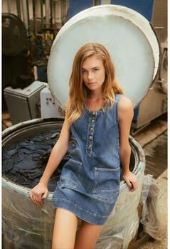 Le Temps des Cerises Jurk MARIBOU rechte denim jurk