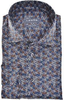 Ledub Overhemd Lange Mouw Overhemd Print Donkerblauw