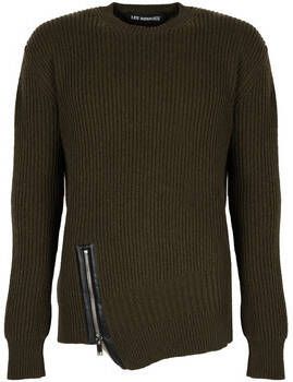 Les Hommes Trui LJK106-656U | Round Neck Sweater with Asymetric Zip