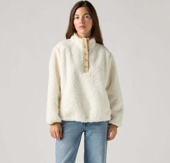 Levi's Fleece Jack Levis Iris Pullover Sherpa Fleece Egret Sherpa