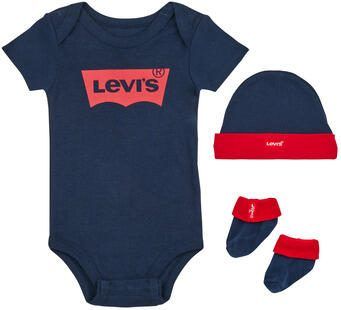 Levis Levi's Kids giftset Classic Batwing met romper donkerblauw rood Katoen Ronde hals 6-12 mnd