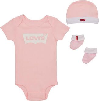 Levis Levi's Kids giftset Classic Batwing met romper roze wit Katoen Ronde hals 6-12 mnd