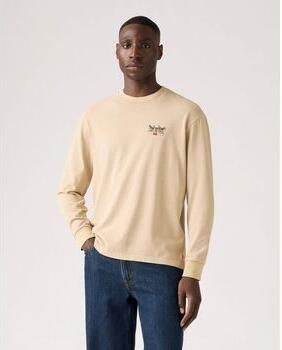 Levi's T-Shirt Lange Mouw Levis A6145 0054 LS GRAPHIC AUTHENTIC TEE-WHITE PEPPER