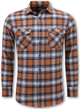 Lf Overhemd Lange Mouw Houthakkers Blouse Flanellen Orange